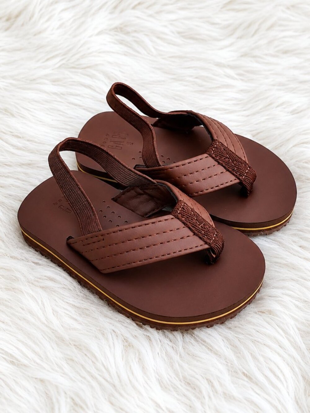 GAP Big Boy Brown Faux Leather Toddler Sandals SZ 6